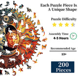 Wooden Puzzles for Adults, 200 Pieces Wood Puzzles, Irregular Animal Shaped Unique Wooden Jigsaw Puzzles, Creative Ghristmas Gift for Teenagers and Adults WHJSG