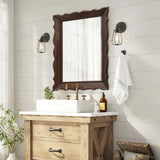 Besdomus Rustic Wooden Framed Mirror: 32" x 24" Dark Brown Wood Bathroom Mirrors for Wall - Vertical or Horizontal Hanging for Bathroom/Vanity/Entryway - Ideal for Farmhouse Style Lovers Besdomus