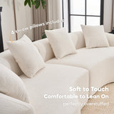 Yoglad 110‘’ Sectional Curved Sofa, Modern Cloud 4-Seater Floor Couch, Minimalist Compression Sofa for Living Room Apartment Studio Office, No Assembly Needed(Chenille, Beige White) Yoglad