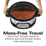 Hamilton Beach 33861 Portable Programmable Slow Cooker, Dishwasher Safe Crock, 6 Qt, FlexCook Dual Digital Timer/2 Heat Settings, Lid Lock for Easy Travel, Silver Hamilton Beach