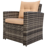 ZJEYEJZ 6 Pieces Patio Furniture Set - All-Weather Outdoor Wicker Sectional Conversation Sofa, Rattan Patio Seating Sofa Set with 4'' Cushion and Glass Table for Porch Poolside, Brown ZJEYEJZ