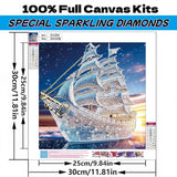 5D Diamond Art Kits for Adults,Ocean Ice Sailboat Special Shape Diamond Painting Kits for Beginners, DIY Crystal Diamond Dots Gem Art Craft for Home Decor 11.8x11.8 Inch Acelii