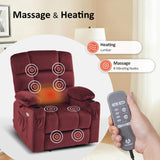 MCombo Dual Motor Power Lift Recliner Chair with Massage and Heat for Elderly People, Infinite Position, USB Ports, Cup Holders, Fabric 7679 (Medium, Burgundy) MCombo