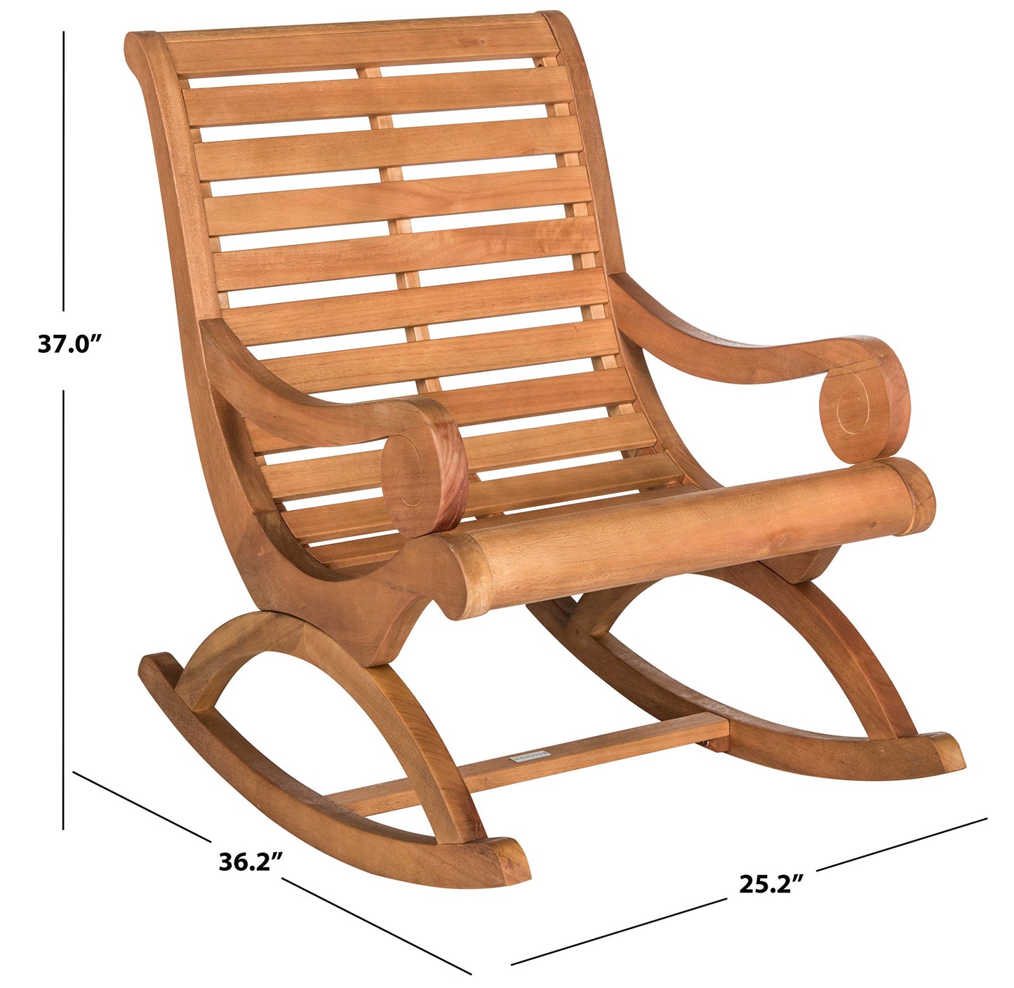 Safavieh Outdoor Collection Sonora Rocking Chair, Teak Brown - WoodArtSupply