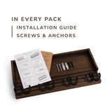 NAUMOO Natural Wooden Key Holder - Wall Mounted Mail Organizer and Key Hanger - Rustic Farmhouse Entryway Shelf with 4 Double Hooks - Decorative Rack for Car Keys, Wallet (Dark Brown) NAUMOO