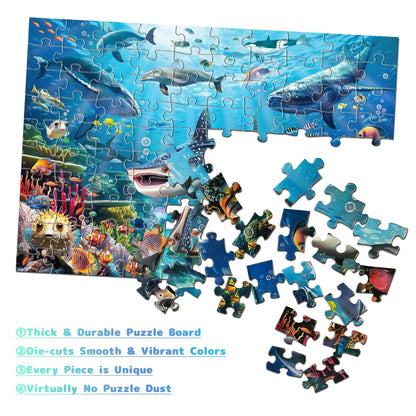 JOYZEXY Puzzles for Kids Ages 4-6 6-8 8-10, Underwater World Ocean Puzzles 100 Pieces for Kids Learning Educational Puzzle Toys for Boys and Girls