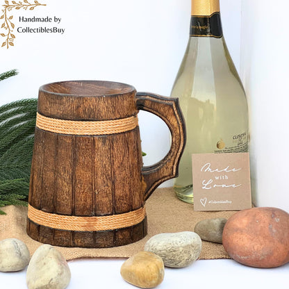 collectiblesBuy Ancient Rustic Wooden Beer Mug Medieval Inspired Souvenir Wood Tankard Groomsmen Beverage Stein - WoodArtSupply