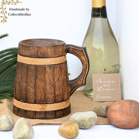 collectiblesBuy Ancient Rustic Wooden Beer Mug Medieval Inspired Souvenir Wood Tankard Groomsmen Beverage Stein collectiblesBuy