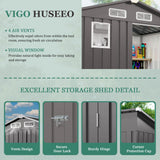 Vigo huseeo 6x3.6FT Outdoor Storage Shed, Galvanized Steel Garden Shed with Lockable Door & Window, Waterproof Metal Tool Storage for Garden, Backyard, Patio, Lawn(Peak Roof) Vigo huseeo