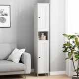Homleke Tall Bathroom Storage Cabinet with 2 Doors, 67"H Narrow Storage Cabinet with Adjustable Shelves& Anti-Tip Design, Reversible Door Installation, Easy Assembly, 11.8 x 11.8 x 66.9 Inches, White Homleke