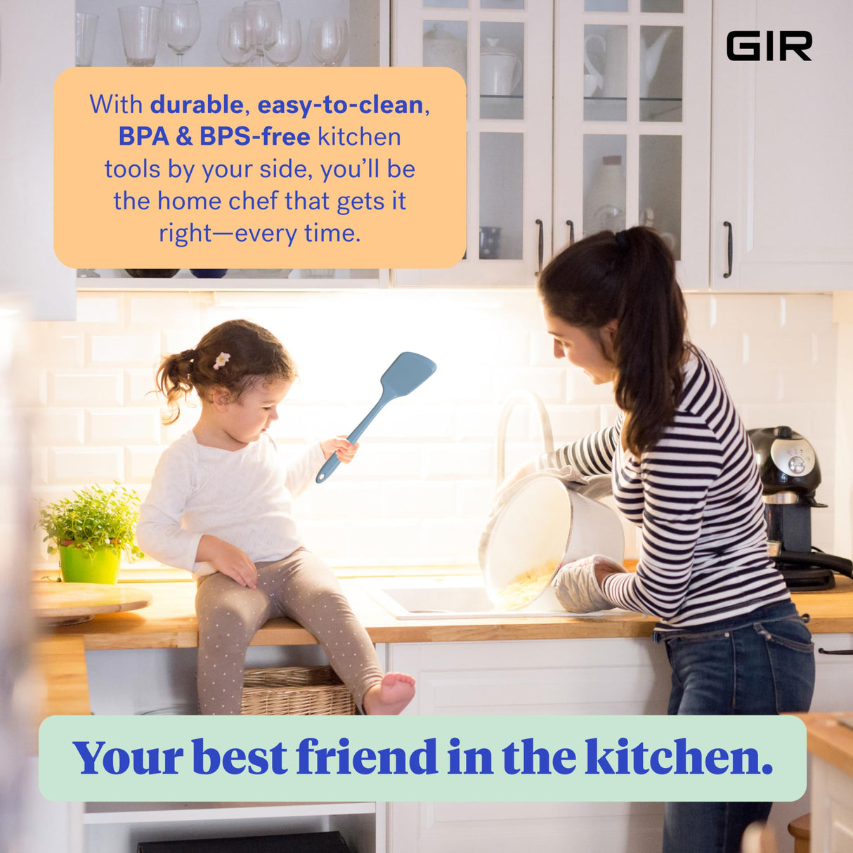 GIR: Get It Right - Premium Ultimate Silicone Spatula Turner - 12.6" x 3.0"x 0.7"- Seamless One Piece Design, Nonstick & Heat Resistant, Rubber Spatula, Baking & Cooking, BPA-Free - Slate GIR
