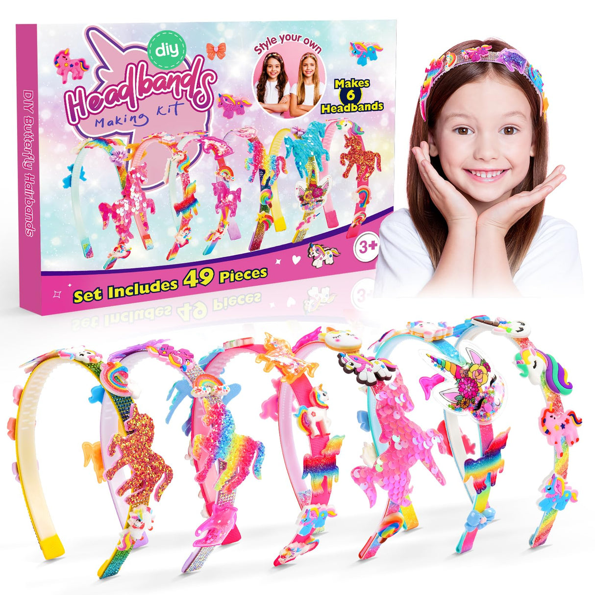 Unicorn Hair Accessories for Girls,Headband Making Kit Arts and Crafts for Kids Ages 4-6 6-8 8-12,Girls Toys Unicorn Gifts for 4 5 6 7 8 9 Year Old Girl Birthday Gifts Toyjolka