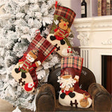 ETERAMUS 21 inch Plaid Christmas Stockings Deer, Bear, Animal One Piece, Felt Large Plush 3D Reindeer Snowman Design Hanging Stocking for Girls Boys Xmas Tree Mantel Party Decor (Green) ETERAMUS