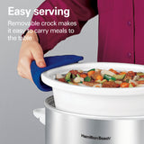Hamilton Beach 4-Quart Slow Cooker with 3 Cooking Settings, Dishwasher-Safe Stoneware Crock & Glass Lid, Stainless Steel (33140G) Hamilton Beach