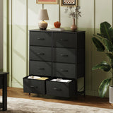 WLIVE Fabric Dresser for Bedroom, Tall Dresser with 8 Drawers, Storage Tower with Fabric Bins, Double Dresser, Chest of Drawers for Closet, Living Room, Hallway, Charcoal Black WLIVE