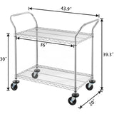 Finnhomy 2-Tier Commercial Grade Rolling Cart, Heavy Duty Utility Cart, Carts with Wheels and Handles, Kitchen Cart on Wheels, Metal Serving Cart with 500 lbs Capacity, Shelf Size 20" D x 36" W, NSF Finnhomy
