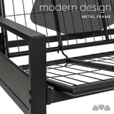 Milliard Metal Futon Frame – Space-Saving Modern Futon Frame Full Size - 2 in 1 Design Perfect for Modern Living Spaces (Black) Milliard