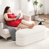 Busaurus Storage Ottoman Bench 49.2 Inch Upholstered Fabric Storage Bench for Bedroom End of Bed Aesthetic Large Oval Storage Ottoman for Living Room Entryway (Ivory) Busaurus