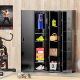 INTERGREAT Metal Locker for Employees with 6 Doors, (72") Black Steel Locker Storage Cabinet with 6 Tiers,Tall Office Storage Lockers for Home Office,School,Gym INTERGREAT