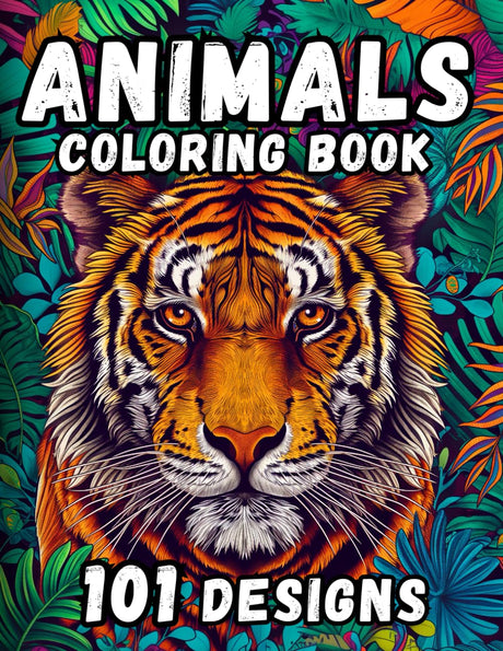 Animals Coloring Book - 101 Designs for Adults and Teens: Coloring for Relaxation and Mindfulness | Jungle, Forest, Farm, Pets, Ocean Creatures & their Habitats WoodArtSupply