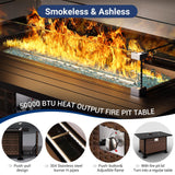 Amopatio Patio Furniture Set with Fire Pit Table, 8 Pieces Outdoor Oversized Sectional Sofa Wicker Patio Armrest Couch, 44" Fire Pit Conversation Sets with Storage Table, Waterproof Covers (Grey) Amopatio