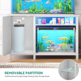 YITAHOME Aquarium Stand with Power Outlets, 55-75 Gallon Fish Tank Stand, Cabinet with RGB Light Strip Suitable for Turtle Tank, Reptile Terrarium, 900LBS Capacity,White YITAHOME