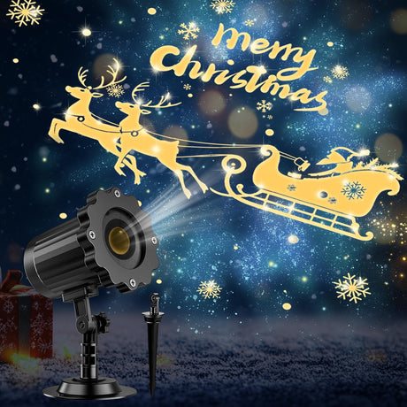 3D Dynamic Christmas Projector Lights Outdoor Indoor-2025 Upgrade Santa in Sleigh Christmas Decorations,Waterproof Holiday Projector Lights for Window Ground Roof Wall Yard Xmas Decor Nagudenfo