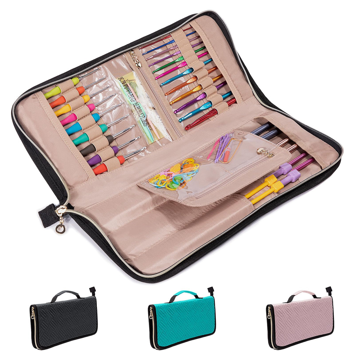 MYBAGZING Knitting Needles Case (Up to 14 Inches) - Organizer for Knitting and Crochet Accessories - Empty Hook Case MYBAGZING