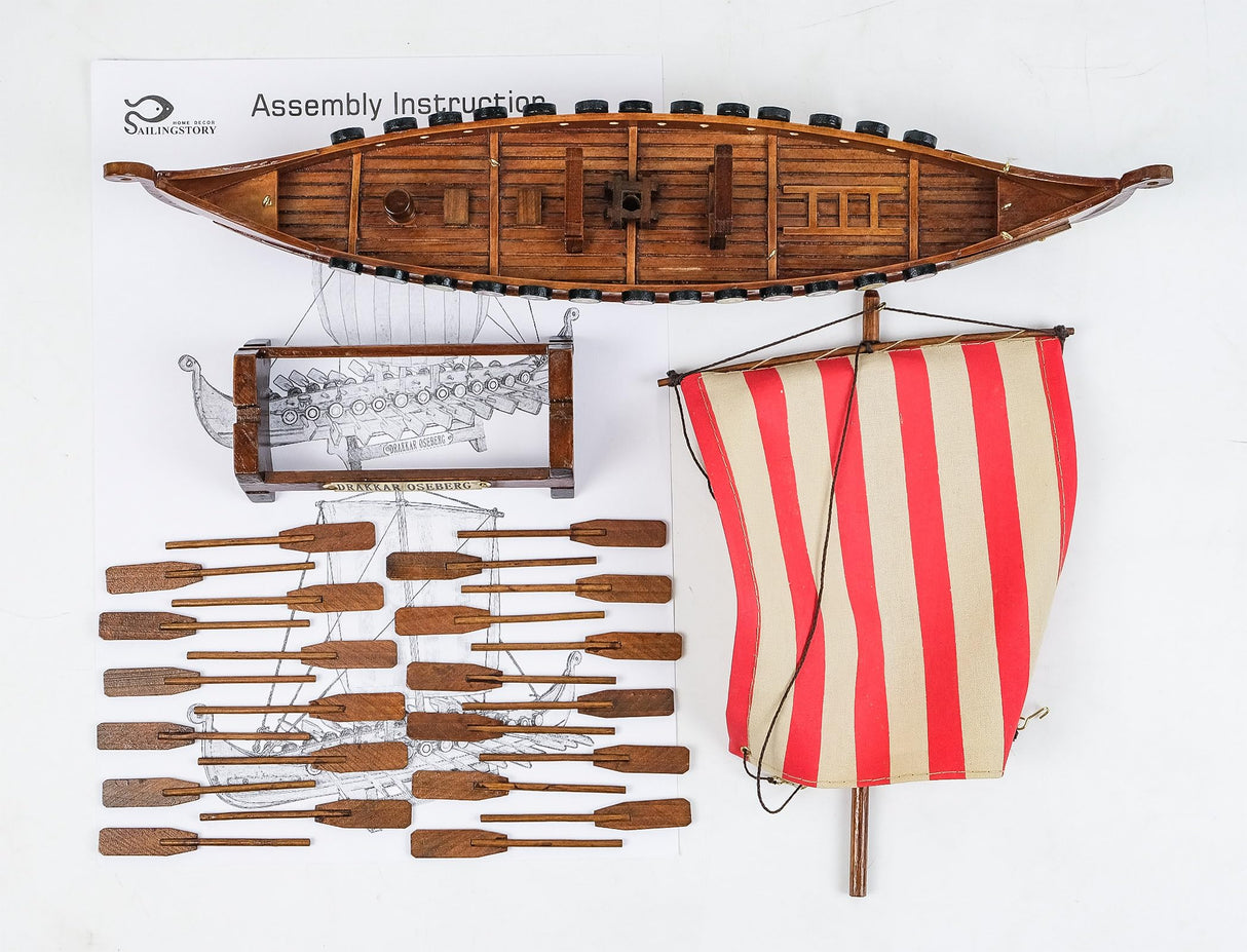 SAILINGSTORY Wooden Viking Ship Model Drakkar Oseberg 1/60 Scale Replica Scandinavian Dragon Longship Model HOME DECOR SAILINGSTORY