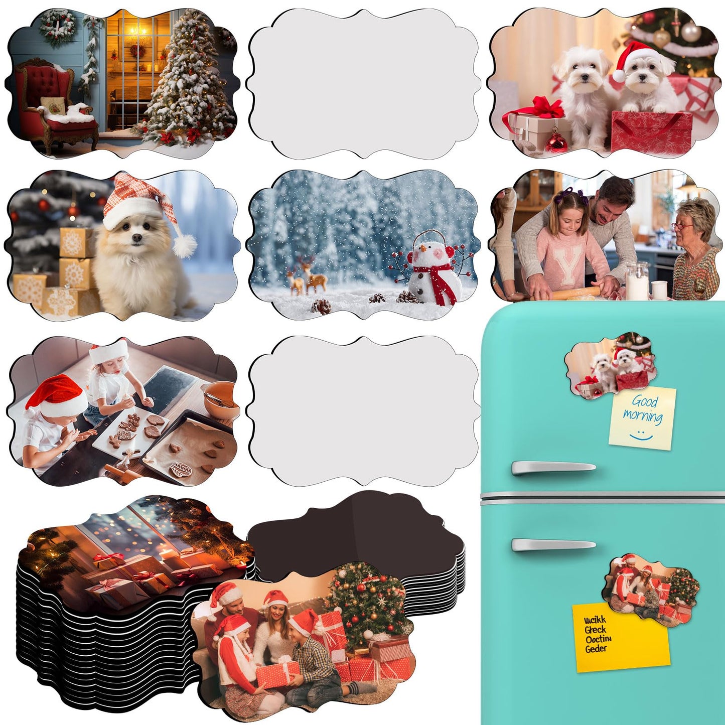 46Pcs Sublimation Magnets Blanks Bulk 23 pcs Sublimation Magnet Blanks Products 23 pcs Soft Magnetic for Kitchen Refrigerator Christmas Sublimation Onament Blanks DIY Craft