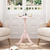 HLR Round Small End Table Wooden Side Table Pedestal Side Table Vintage Accent Tables Nightstand Coffee Table for Living Room, Bedroom, Entryway (1, Pink) HLR
