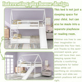 Harper & Bright Designs Twin Bunk Beds for Kids,Wood House Bunk Bed Twin Over Twin,Kids Bunk Bed with Slide and Roof for Girls Boys,Grey Harper & Bright Designs