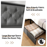 SADENICEL King Size Bed Frame with Storage Headboard, Metal Platform Bed Frame King with 4 Drawer, LED Light, Charging Station, No Box Spring Needed, Noise Free, Easy Assembly, Grey SADENICEL