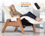 Human Touch Gravis ZG Zero Gravity Leather Massage Chair Recliner with Air Massage and Heat - Beech Wood - Bone Leather Perfect Chair