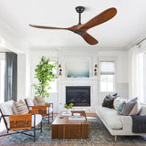 ABZ 60" Ceiling Fans Without Lights, 60 Inch Outdoor Ceiling Fans no Light, 3 Blade Solid Wood Ceiling Fan with Remote Control for Patios Living Room Bedroom Porch ABZ