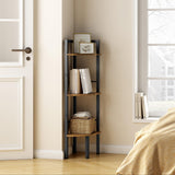 Tajsoon Small Corner Shelf Stand 3 Tier 39.6" Industrial Corner Display Shelf Shelving Unit, Corner Tables for Small Spaces, Bedroom, Living Room, Office, Kitchen, Rustic Brown Tajsoon