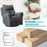 ANJ Swivel Rocker Recliner Chair Nursery, Manual Fabric Small Rocking Recliner, Modern Rocking Reclining Chairs for Living Room, Bedroom, Small Space (Gray) ANJ