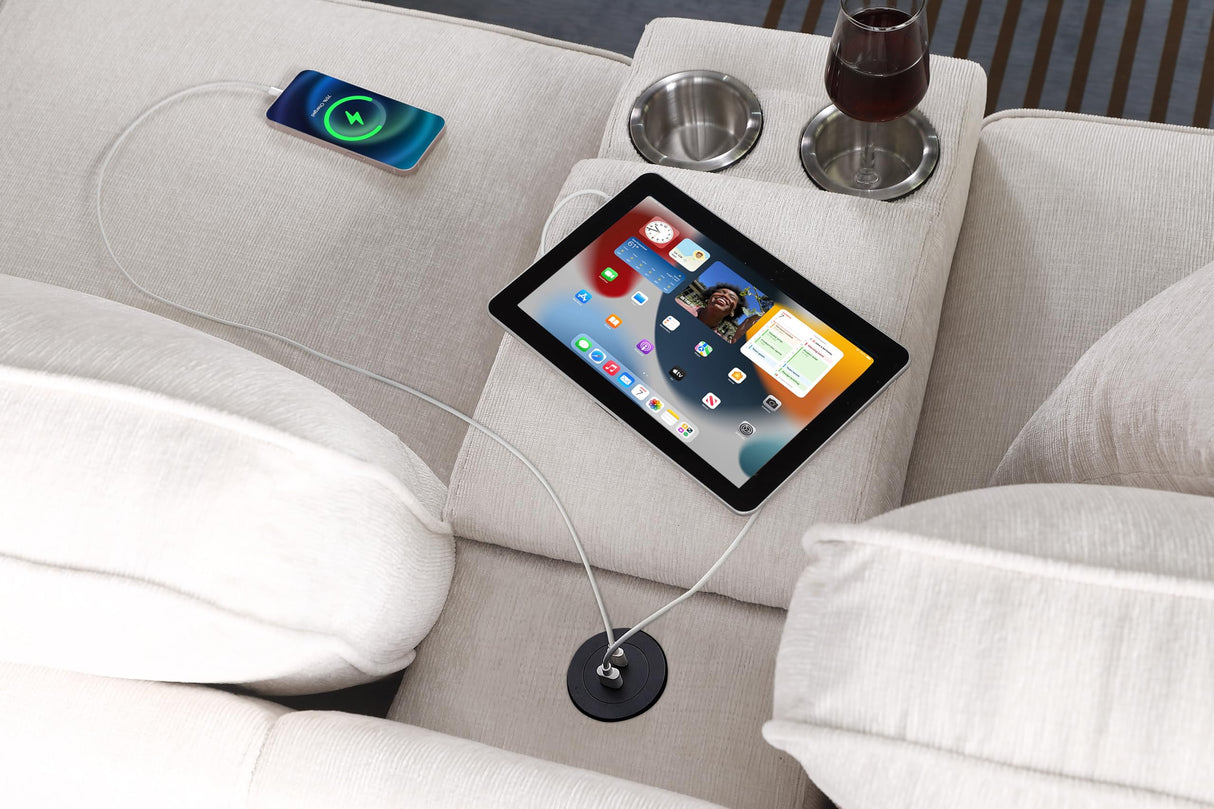 YOPTO 127" L-Shaped Sectional Couch with Movable Ottoman & 6 Throw Pillows,7 Seat Chenille Upholstered Sofa W/2 Cup Holder,USB Port & Hidden Storage Box,DIY Combination,for Living Room,Apartment,Beige YOPTO