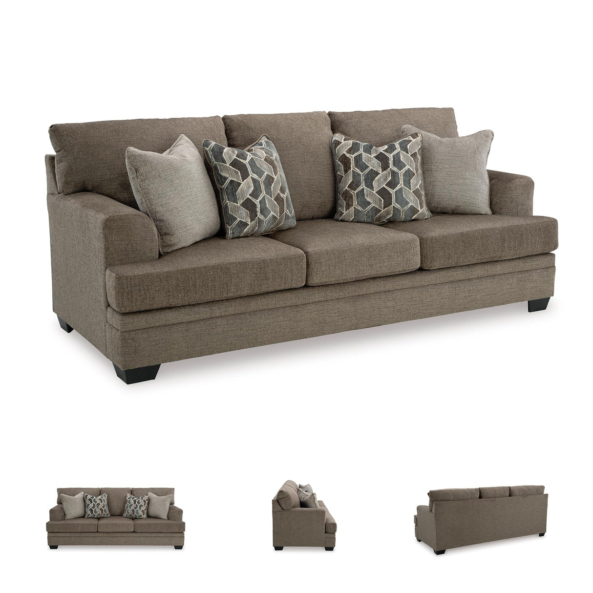 Signature Design by Ashley Stonemeade Contemporary Sofa Sleeper with Folding Gel Memory Foam Mattress, Reversible Cushions and 4 Accent Pillows, Queen, Dark Brown Signature Design by Ashley
