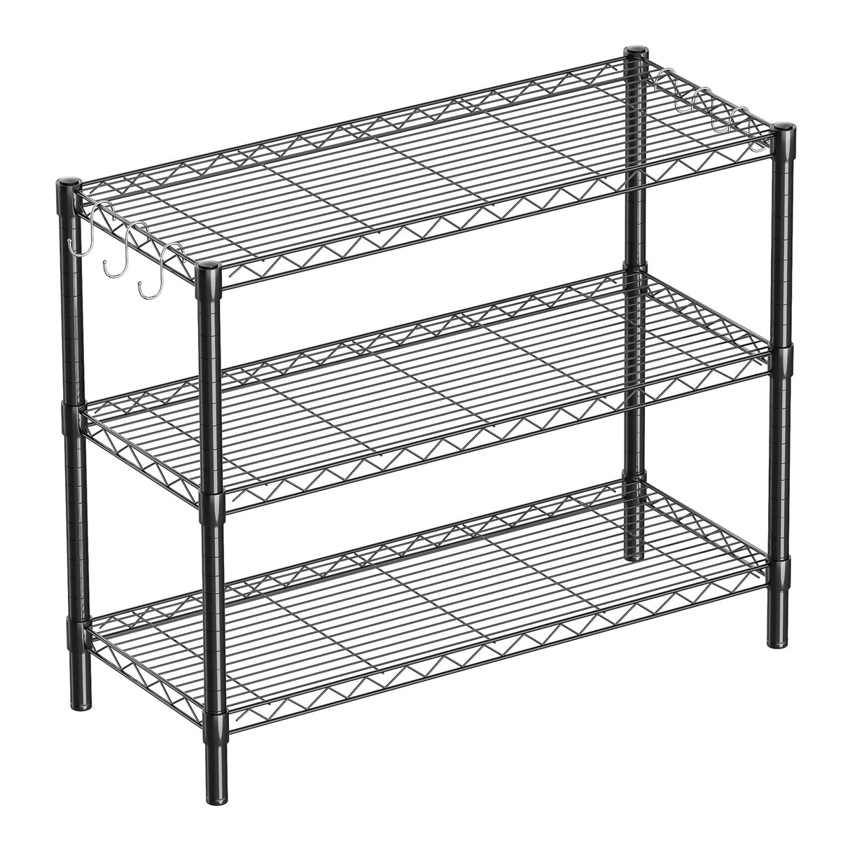 Guan River 3-Shelf Adjustable Metal Shelf Wire Shelving Unit Storage Rack Display Shelf for Office,Kitchen,Bedroom,Bathroom,Laundry,Pantry Basement,Garage(Black,36" L x 14" W x 30" H) Guan River