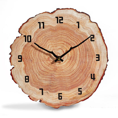 YRUDMBIN Rustic Wall Clock Silent 12 Inch Battery Operated Wooden Home Decor for Bathroom Kitchen Bedroom Living Room,Annual Ring