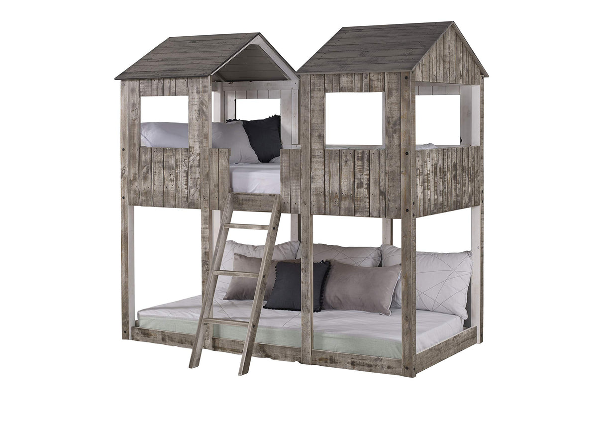 DONCO Twin Tower Bunk Bed BUNKBED, TWIN/TWIN, Rustic Dirty White DONCO