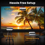 HAPPRUN Projector, Native 1080P Bluetooth Projector, Portable Outdoor Movie Projector, Full HD Mini Projector with Speaker for Home Bedroom, Compatible with Smartphone,HDMI,USB,AV,Fire Stick,PS5 HAPPRUN