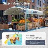 Quictent 10x15 ft Metal Roof Carport Kits Hard Top Garage Heavy Duty Steel Car Canopy, White Quictent