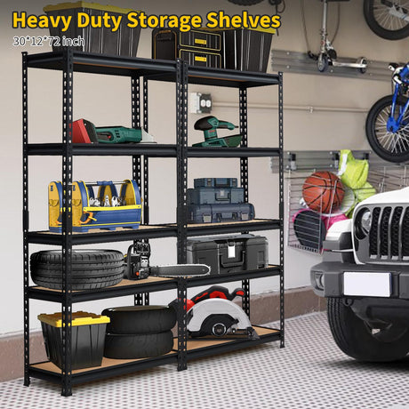 KOKEBREN Garage Shelving Heavy Duty Storage Shelves 2000Lbs Capacity, 5 Tier Adjustable Metal Shelving Unit 48" W x 18" D x 72" H, Industrial Utility Rack for Kitchen Pantry KOKEBREN