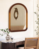 Arched Mirror 24 x 36 Inch,Brown Wood Rustic Bathroom Tempered Wall Mirror with Wood Frame,Round Corner Arch Farmhouse Wooden Vanity Mirror for Living Room,Entryway or Bedroom（Walnut Brown） CULER