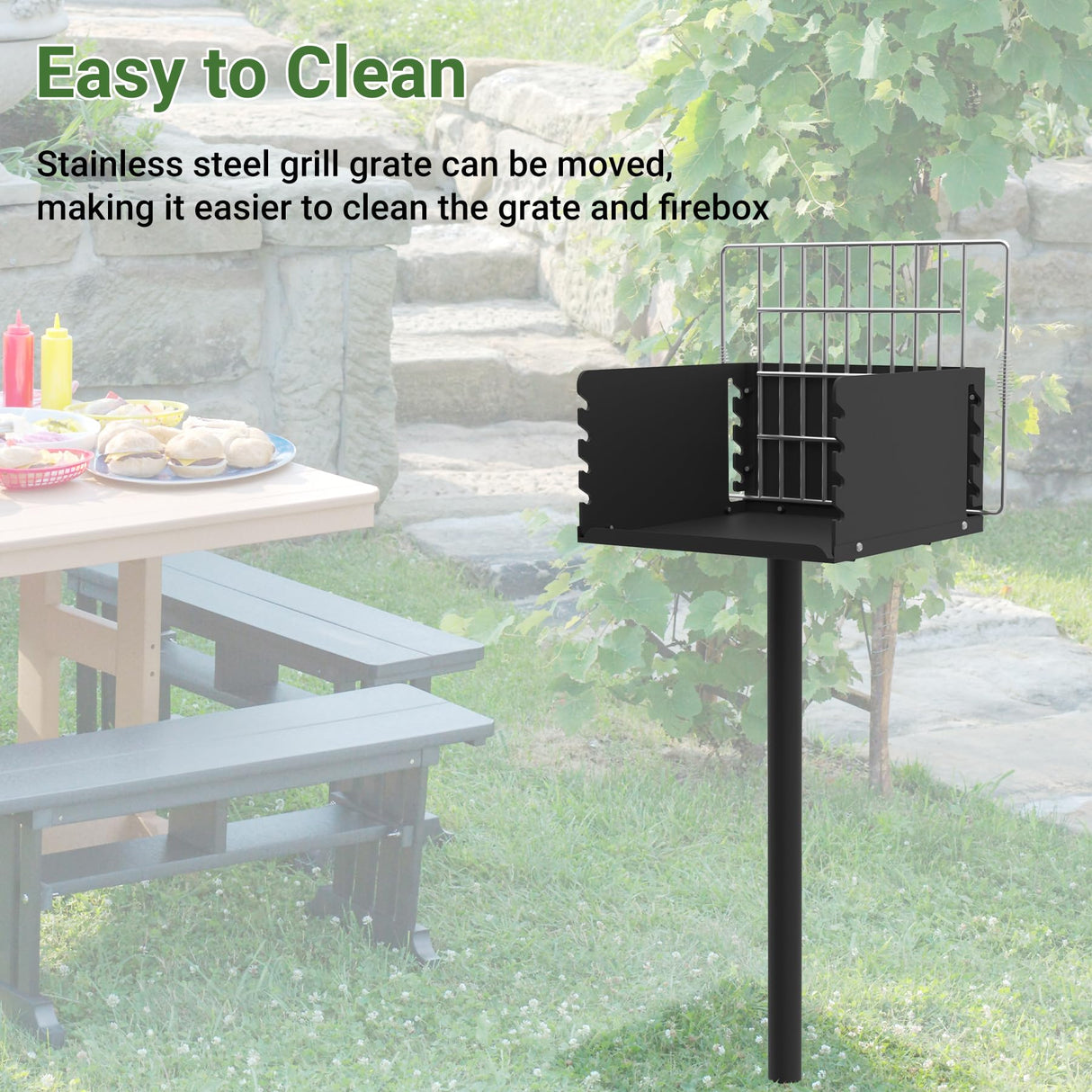 Toriexon Park Grill with Stainless Steel Cooking Grate, Heavy Duty Park Style Charcoal Grill with Grill Cover, Outdoor Park Grill for Backyard, Camping, 16'' L x 16'' W x 8'' H Toriexon