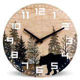 NIKKY HOME Cabin Bear Wall Clock Silent Non Ticking - 12 Inch Battery Operated Rustic Farmhouse Wooden Forest Wildlife Mountain Lodge Decor Art NIKKY HOME