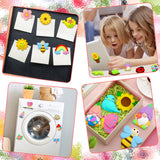 Simgoing 24 Sets Spring Kids Arts and Crafts Set Ceramic Painting Kit Unpainted Paintable Ceramics with 24 Magnet 4 Brushes and 2 Palette, Paint Your Own DIY Figurines for Toddler Boys Girls Simgoing