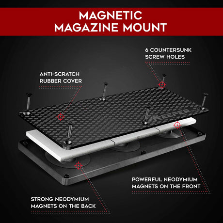 Keeper MG Magnetic Ammunition Holder for Gun Magazines and Clips, Organize Mount in Your Gun Safe, Locker Cabinet, Vault, Ultimate Ammo Storage Accessories for Handgun, Oistol and Rifle Mags, Black KEEPER MG